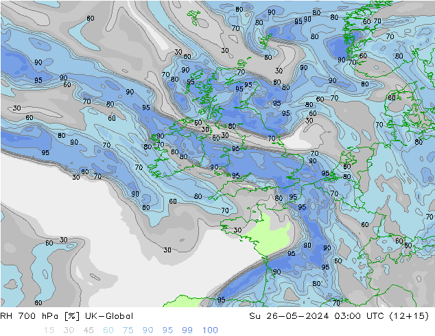 RH 700 hPa UK-Global  26.05.2024 03 UTC