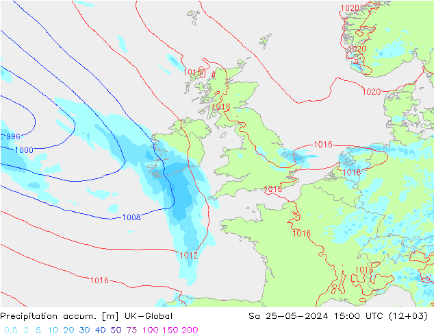 Totale neerslag UK-Global za 25.05.2024 15 UTC