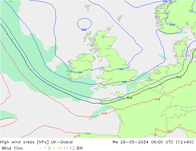 High wind areas UK-Global Qua 29.05.2024 06 UTC