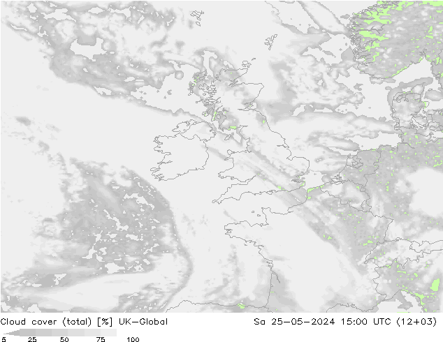 Nuages (total) UK-Global sam 25.05.2024 15 UTC