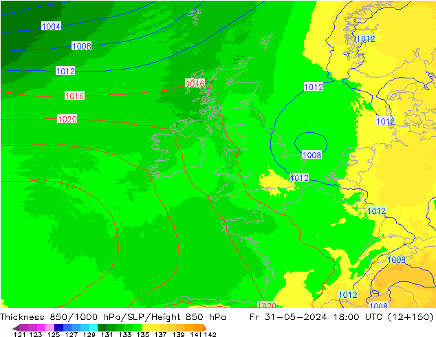 Thck 850-1000 hPa UK-Global ven 31.05.2024 18 UTC