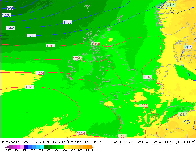 Thck 850-1000 hPa UK-Global Sa 01.06.2024 12 UTC