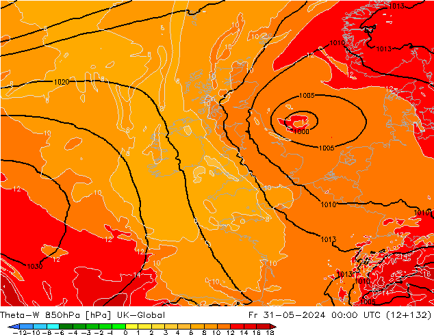 Theta-W 850hPa UK-Global Fr 31.05.2024 00 UTC