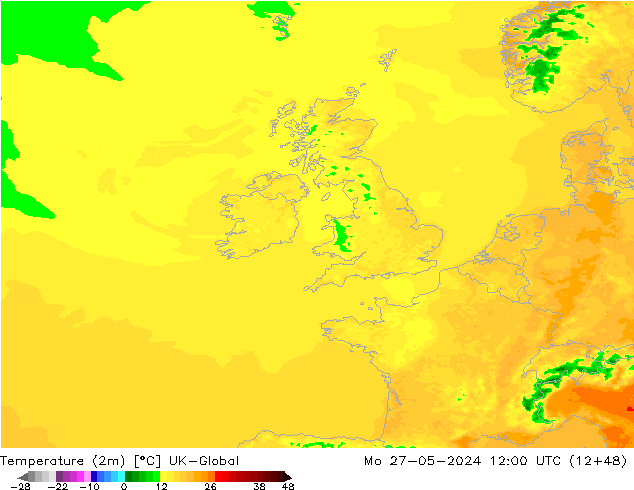 Temperatura (2m) UK-Global lun 27.05.2024 12 UTC