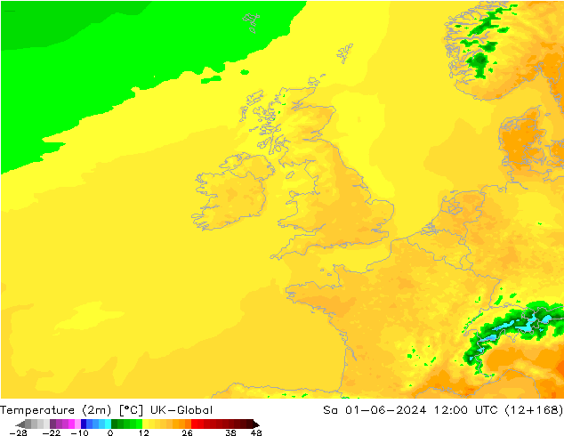 Temperature (2m) UK-Global Sa 01.06.2024 12 UTC