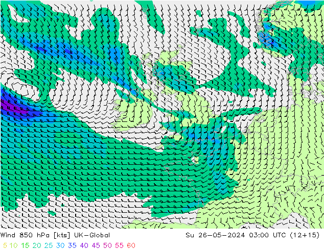 Wind 850 hPa UK-Global Su 26.05.2024 03 UTC