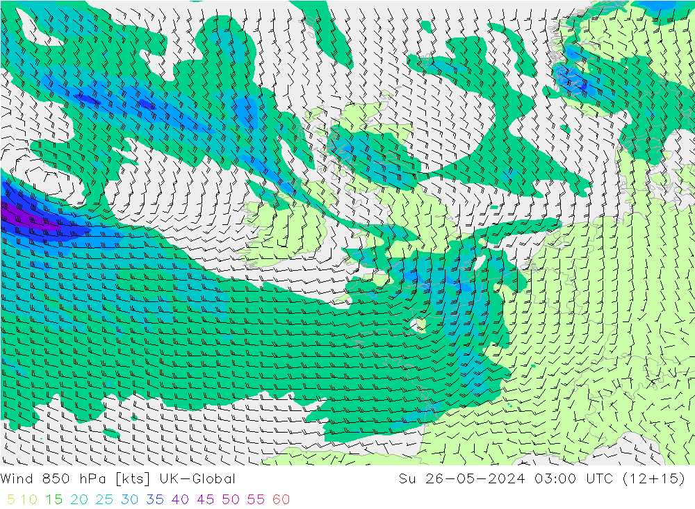 wiatr 850 hPa UK-Global nie. 26.05.2024 03 UTC