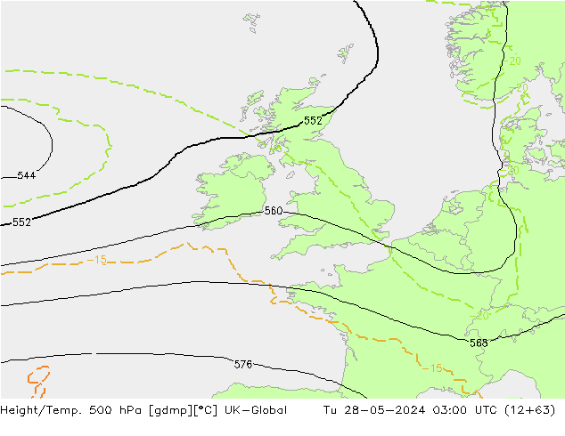 Height/Temp. 500 hPa UK-Global Tu 28.05.2024 03 UTC