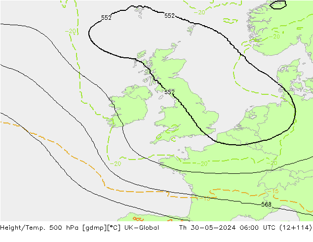 Yükseklik/Sıc. 500 hPa UK-Global Per 30.05.2024 06 UTC