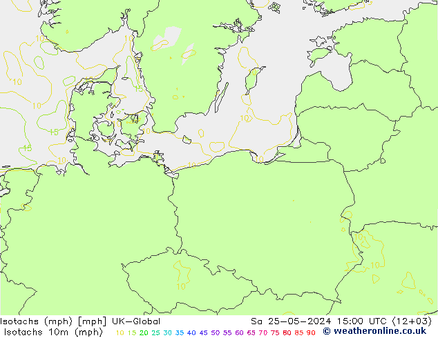 Isotachs (mph) UK-Global sab 25.05.2024 15 UTC