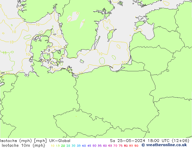 Isotachen (mph) UK-Global Sa 25.05.2024 18 UTC