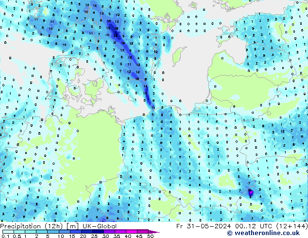 Yağış (12h) UK-Global Cu 31.05.2024 12 UTC