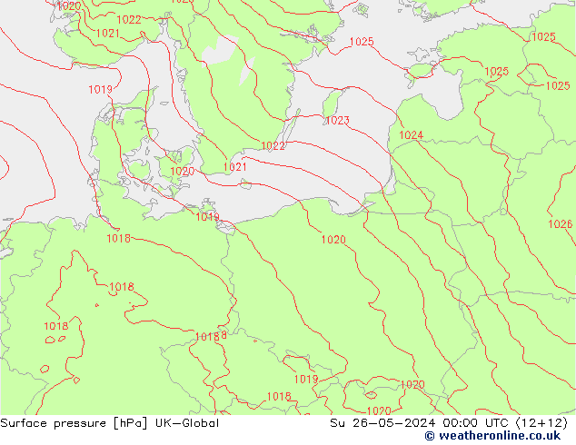 Surface pressure UK-Global Su 26.05.2024 00 UTC