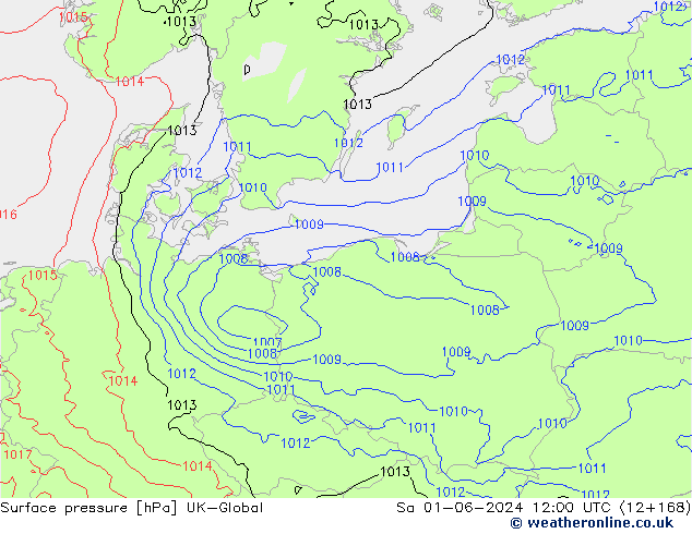 Atmosférický tlak UK-Global So 01.06.2024 12 UTC