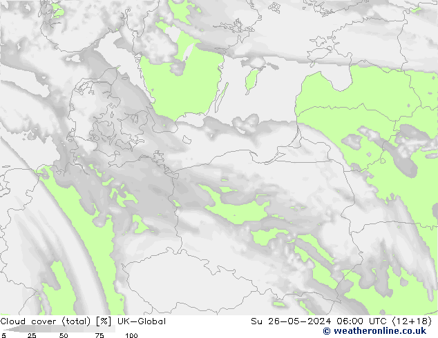 Nubes (total) UK-Global dom 26.05.2024 06 UTC