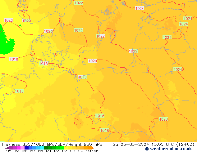 Thck 850-1000 hPa UK-Global so. 25.05.2024 15 UTC