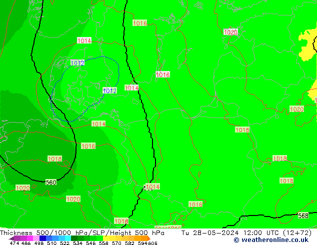 Thck 500-1000гПа UK-Global вт 28.05.2024 12 UTC