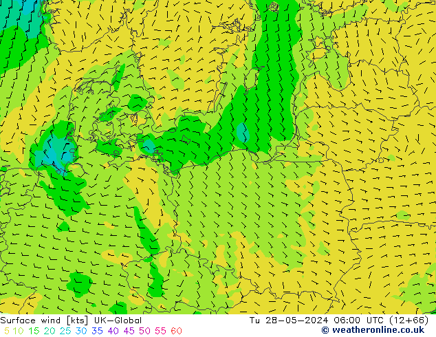Surface wind UK-Global Tu 28.05.2024 06 UTC