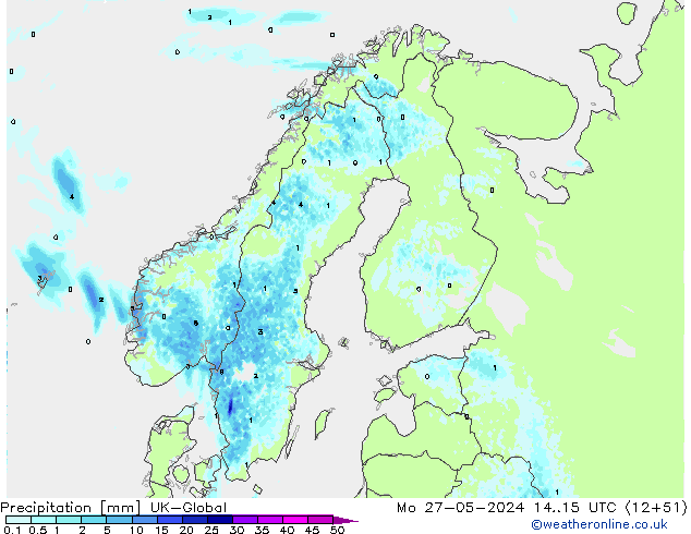 Précipitation UK-Global lun 27.05.2024 15 UTC