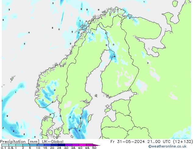 Précipitation UK-Global ven 31.05.2024 00 UTC