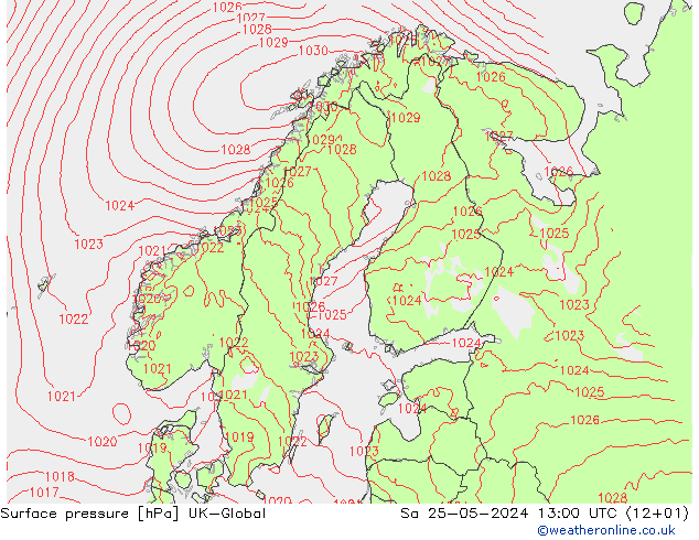 Luchtdruk (Grond) UK-Global za 25.05.2024 13 UTC