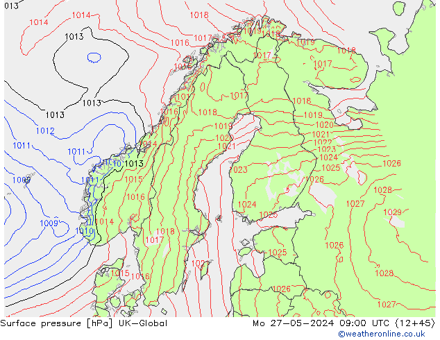 pressão do solo UK-Global Seg 27.05.2024 09 UTC
