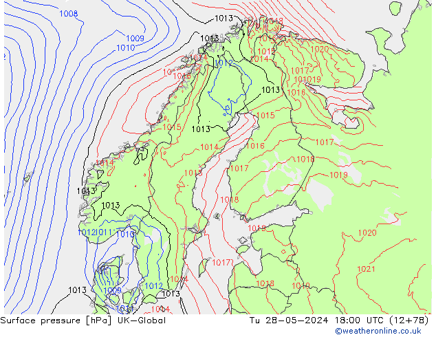 Luchtdruk (Grond) UK-Global di 28.05.2024 18 UTC