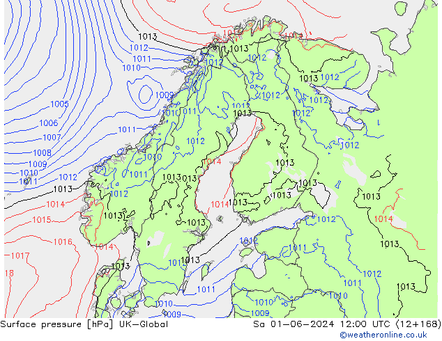 pression de l'air UK-Global sam 01.06.2024 12 UTC