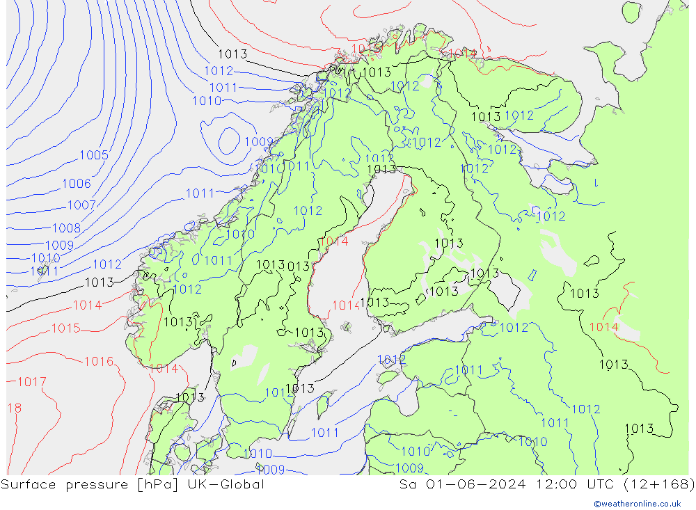 Luchtdruk (Grond) UK-Global za 01.06.2024 12 UTC