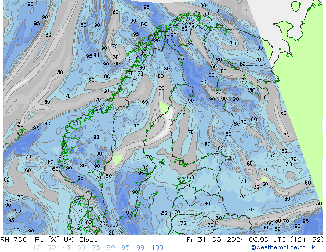 RH 700 hPa UK-Global Pá 31.05.2024 00 UTC