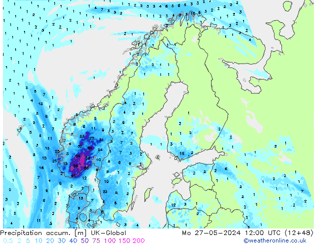 Precipitation accum. UK-Global Seg 27.05.2024 12 UTC