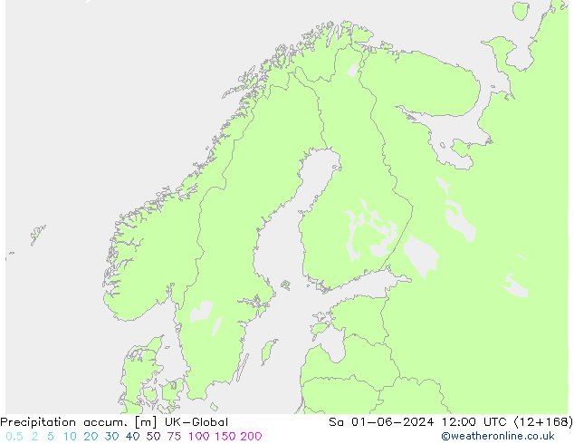 Précipitation accum. UK-Global sam 01.06.2024 12 UTC