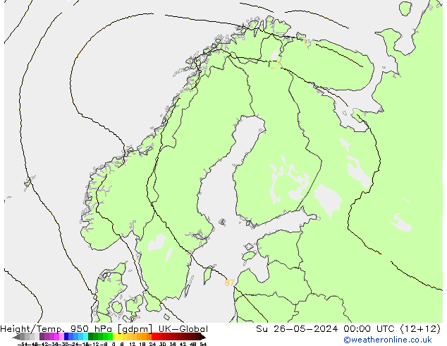 Height/Temp. 950 hPa UK-Global Su 26.05.2024 00 UTC