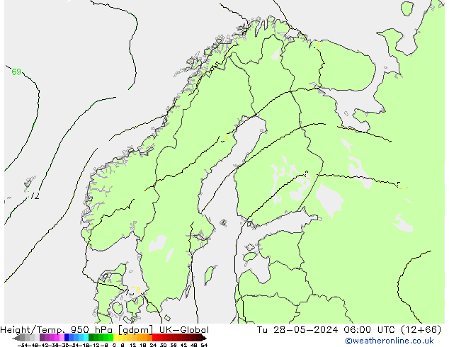 Height/Temp. 950 hPa UK-Global Tu 28.05.2024 06 UTC