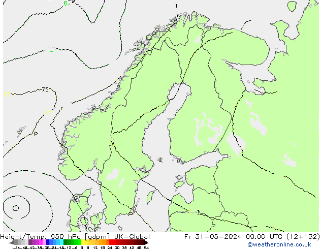 Height/Temp. 950 hPa UK-Global Fr 31.05.2024 00 UTC