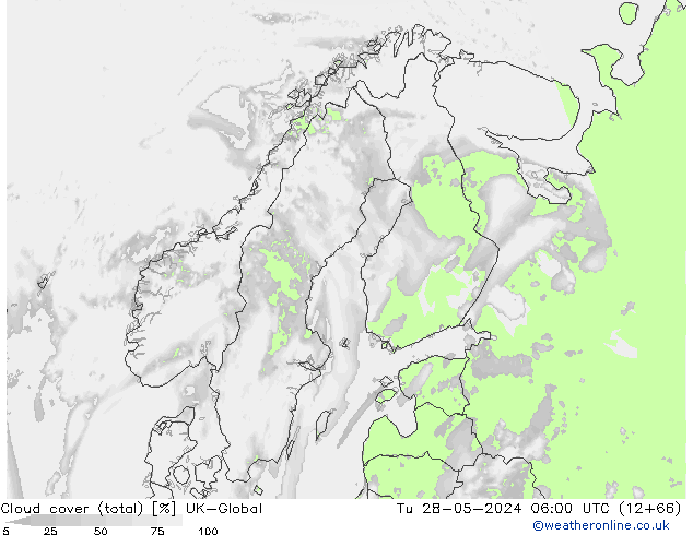 Nubes (total) UK-Global mar 28.05.2024 06 UTC