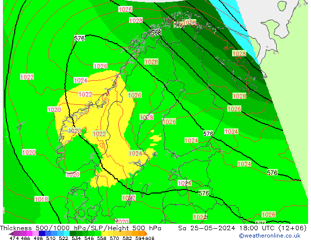 Thck 500-1000hPa UK-Global Sa 25.05.2024 18 UTC