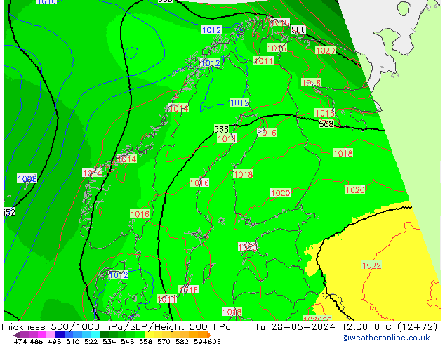 Thck 500-1000hPa UK-Global Tu 28.05.2024 12 UTC