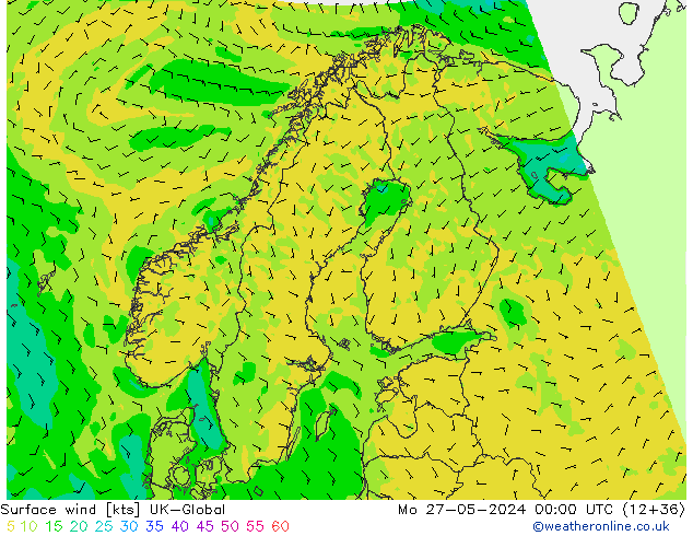 Rüzgar 10 m UK-Global Pzt 27.05.2024 00 UTC