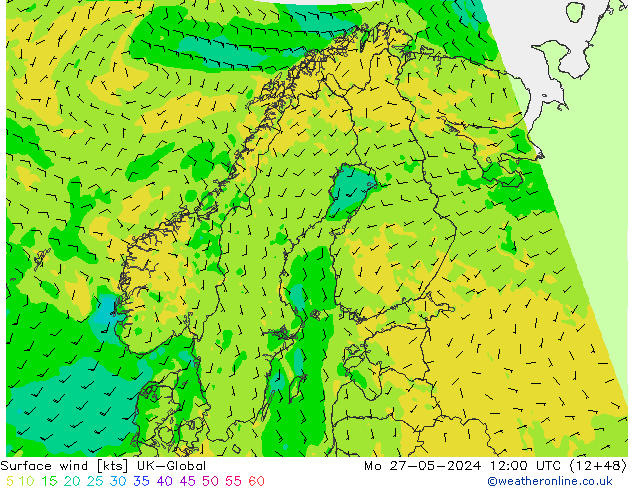 Vento 10 m UK-Global lun 27.05.2024 12 UTC