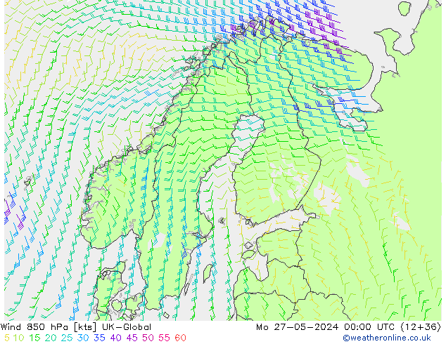 Rüzgar 850 hPa UK-Global Pzt 27.05.2024 00 UTC