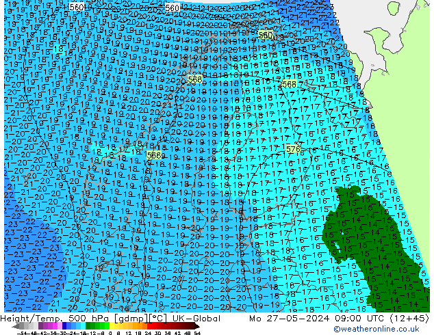 Height/Temp. 500 hPa UK-Global Seg 27.05.2024 09 UTC