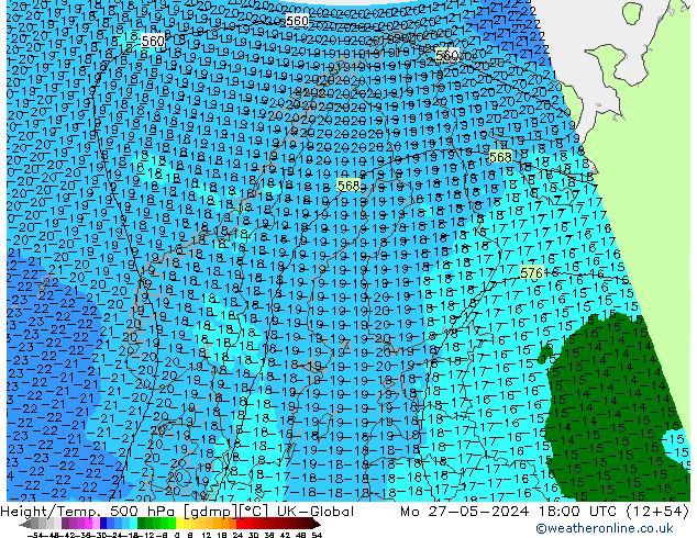 Height/Temp. 500 hPa UK-Global Seg 27.05.2024 18 UTC