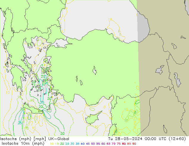 Isotachs (mph) UK-Global вт 28.05.2024 00 UTC