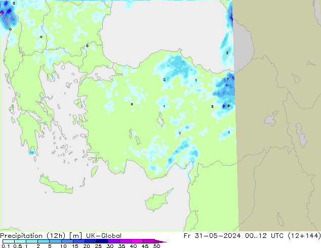 осадки (12h) UK-Global пт 31.05.2024 12 UTC