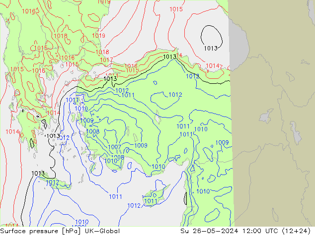 Surface pressure UK-Global Su 26.05.2024 12 UTC