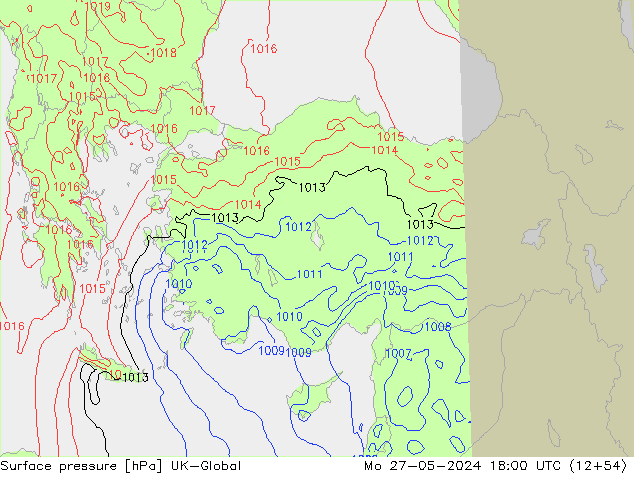 приземное давление UK-Global пн 27.05.2024 18 UTC