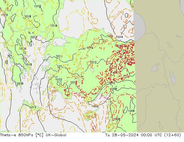 Theta-e 850hPa UK-Global  28.05.2024 00 UTC