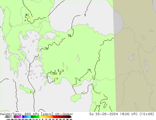 Height/Temp. 950 hPa UK-Global  25.05.2024 18 UTC