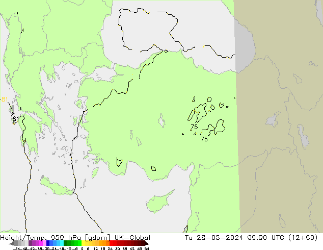 Géop./Temp. 950 hPa UK-Global mar 28.05.2024 09 UTC